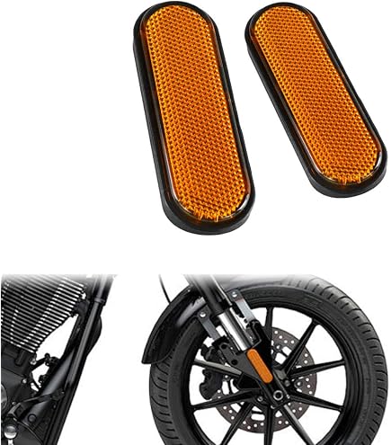 thumbnail image 2 of 2x Amber Front Fork Leg Reflectors For Harley Dyna Super Glide – Lower Leg Sliders, ABS Plastic 2 of 3