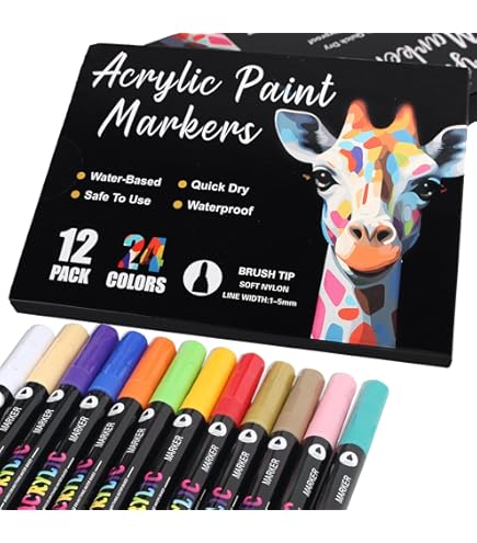 Amazon | Guangna 水性アクリルマーカーセット 24色アクリルペイント