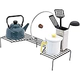 川口工器 すっきりワイドな コンロ奥ラック (幅65, 黒) 21286