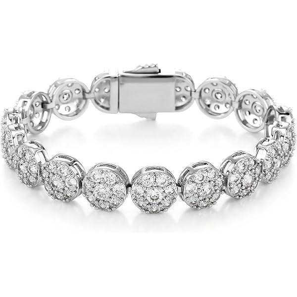 Amazon | Jinao 2行AAAゴールドシルバーIced OutテニスBlingラボ模造