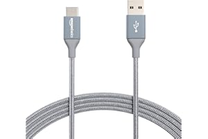 Amazonベーシック USB-C - USB-A 2.0 高速充電ケーブル ナイロン編組コード 480Mbpsの速度 USB-IF認証取得 Apple iPhone 16/15 iPad Samsung Galaxy タブレット ノートパソコン用 3.0m ダークグレー