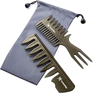 PulitoMan コーム メンズ くし 粗め バーバースタイル 2点セット 巾着ケース スタイリングコーム 櫛