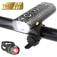 自転車 ライト LED 防水 800ルーメン 2600mAh 大容量電池 USB充電式 自転車用ヘッドライト クロスバイク ロードバイク ライト ゴムシート付き テールライト付属 バッテリーインジケーター サイクルライト bike light 高輝度 長時間 夜間 キャンプ ハイキング サイクリング 懐中電灯 5つ 照明モード 点滅 スポーツ 防災 緊急対応