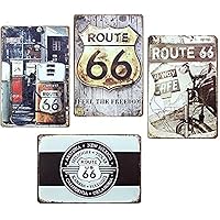 アメリカン 雑貨　ルート66　メタルプレート　ブリキ 看板　4枚セット　アンティーク　レトロ