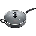 T-fal A91082 Specialty Nonstick Dishwasher Safe Oven Safe Jumbo Cooker Saute Pan with Glass Lid Cookware, 5-Quart, Black