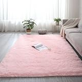 ロングカーペット 100x140cm ふわふわ 防音 厚手 シャギー シャギーラグ 洗えるラグ 秋冬 冷房, 淡いピンク