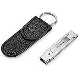 ポケット爪切り（磁石開閉式レザーケース付き ギフト向け収納ボックス付き）高級 つめきり 折りたたみ式 極めて薄い 携帯に便利 男女兼用