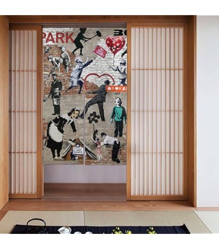 新品未使用大津絵のれん Amazon.co.jp: のれん工房 のれん 葛飾北斎 風神 幅85×丈150cm