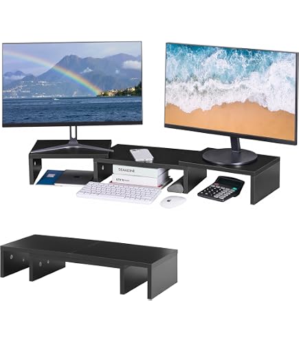 Amazon.co.jp: JOFUYU モニター台 卓上 100cm 2段 木製 pc ノート