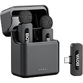 BOYA V30 Wireless Lavalier Microphone for iPhone&Android | 100m Wireless Range, Noise Reduce Clip on Mic, 36H Battery Life&Ch
