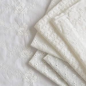 0655 綿 刺しゅう 生地 カットクロス 6枚 43×48cm セット レース生地 刺繍