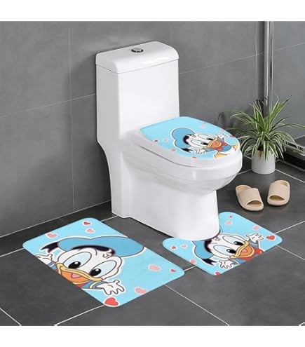 Amazon | ドナルドダック っています トイレマット 3点セット 吸水速乾