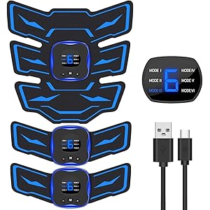 EMSIC EMS 腹筋ベルト 液晶表示 USB充電式 腹筋 腕筋 筋トレ器具 トレーニングマシーン 「6種類モード 9段階強度 日本語説明書付属」