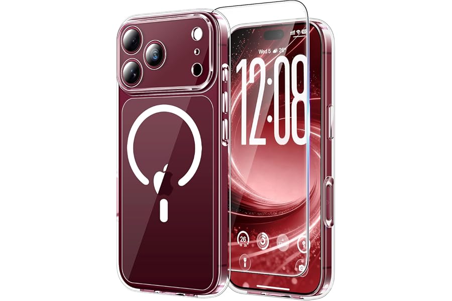 TAURI Case for iPhone 18 Pro Max with Screen Protector - Clear | Compatible with MagSafe, Camera Lens Full Protection, Milita