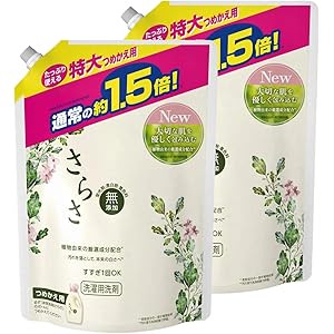 【まとめ買い】 さらさ 無添加 植物由来の成分入り 洗濯洗剤 液体 詰め替え 特大 1200g (約1.5倍) × 2個