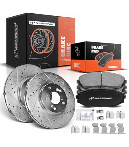 Front Drilled & Slotted Brake Rotors - 10.3 Inch Discs For Honda Civic & Acura RSX Models