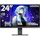 KOORUI モニター 24インチ ディスプレイ VA非光沢 FHD 最大100Hz ブルーライト軽減 フリッカーフリー スピーカー搭載 VESA対応 フレームレス HDMI 1.4/VGA