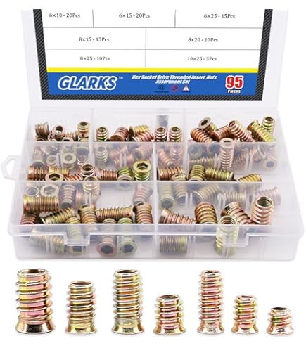 2pcs 468594 25 Pack 5/16-18 Threaded Inserts, Allow Steel, Zinc Plated, Overall Length 25/64
