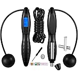 OUAMEI 縄跳び 2way トレーニング用 エアなわとび 消費カロリー計算 回数カウント タイマー機能付き 長さ調節可能 ダイエット カウント昨日 フィットネス用品 ジュニア用 大人用 子供用 学生 運動会