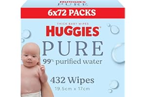 Huggies Pure 婴儿湿巾 99% 纯净水 432 片（6 x 72 包）- 包装可能有所不同
