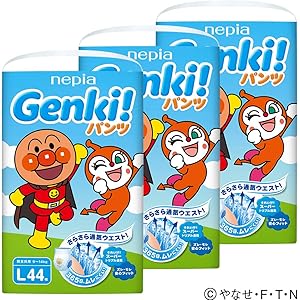 【パンツ Lサイズ】ネピアGENKI! アンパンマン おむつ (9~14kg)132枚(44枚×3) [ケース品]