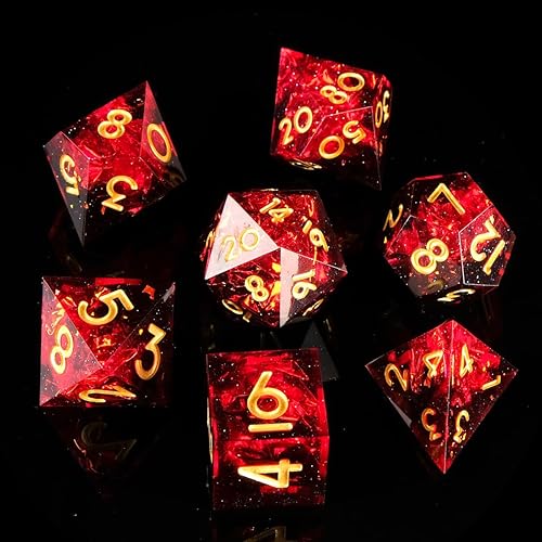Sharp Edge DND Dice Set Handmade 7 Accessories Dice for Dungeons and Dragons TTRPG Games, Multi-Sided RPG Polyhedral Resin Sh