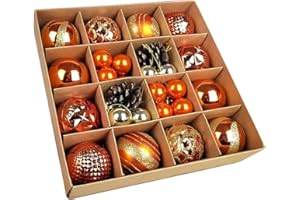 クリスマス ツリー デコレーション 飾り付け ボール オーナメント プラスチック 42個セット ハロウィン おしゃれ ゴージャス 部屋 喫茶店 店舗デコレーション 新年 家庭用 雰囲気が 装飾 (オレンジ)