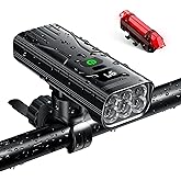 自転車 ライト 自転車ヘッドライト 【6400mAh大容量 & 6個強力ランプ】 自動点灯モード usb 充電式 LEDヘッドライト 高輝度 1000ルーメン 懐中電灯兼用 LCD残量表示 モバイルバッテリー機能 テールライト付き 自転車用ライト I