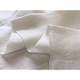 布地専門店 kijiya リネン 100％ 麻 タンブラー仕上げ 幅114cm×50cm単位販売 50番手 無地 布 生地 ハンドメイド用品 DIY (ホワイト, 0.5ｍ単位延長カット)
