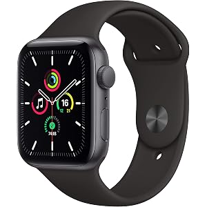 最新 Apple Watch SE(GPSモデル)- 44mmスペースグレイアルミニウムケースとブラックスポーツバンド