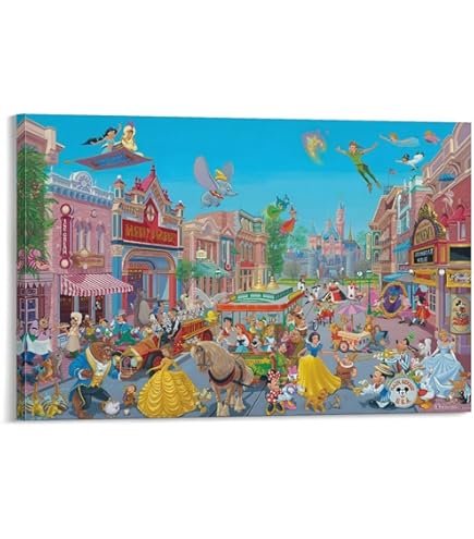 トーマスキンケード ディズニー　ピーターパン　キャンバス　絵画 ディズニー絵画 ピーターパン/ネバーランド 作品証明書 展示用
