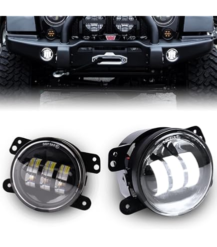Nilight 4 Inch LED Fog Light Assembly Compatible With 2007 2008 2009 2010 2011 2012 2013 2014 2015 2016 2017 2018 Jeep Wrangler JK TJ LJ With DRL Driving Off Road Clear: Automotive