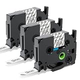 ASprinte 互換 ブラザーピータッチ テープ クリア 透明地黒文字 12mm TZe-131 TZe131 P Touch Pタッチ TZeテープ, 長さ8m, 3個