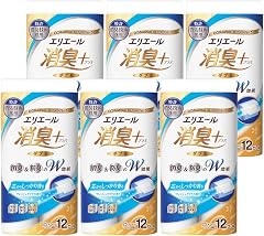 エリエール トイレットペーパー 消臭プラス(+) 25m×72ロール(12ロール×6パック) ダブル パルプ100% しっかり香るフレッシュクリアの香り 【ケース販売】