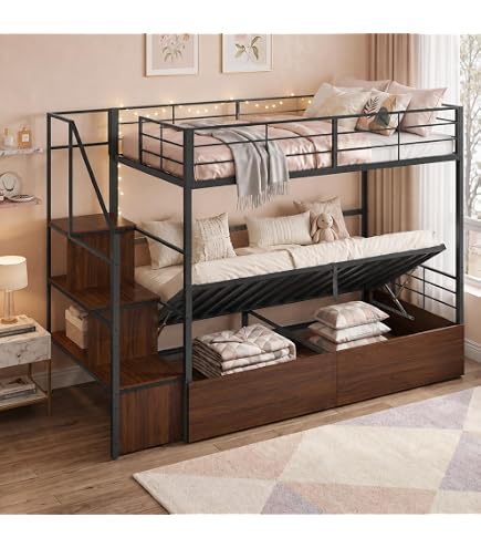 Amazon｜二段ベッド階段付き HDKHTWL ロフトベッド シングル 部屋二段