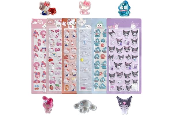 【6枚セット】3Dシール ぷっくり ぷくぷくシール 可愛い ぷくぷく 立体ステッカー エポキシ樹脂 手帳用 日記帳用 ごほうび DIYクラフト用 女の子 男の子