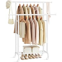 Amazon｜SONGMICS ハンガーラック 伸縮式 2段 洋服掛け スリム