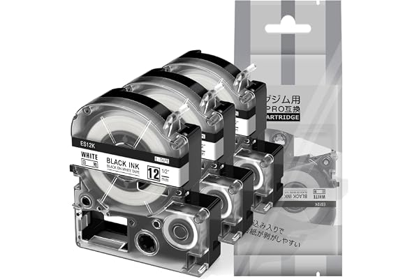 互換 テプラ テープ 12mm 白 テプラPROテープカートリッジ 3個 12mm 白 SS12K 白ラベル/黒文字 長さ8m キングジム テープカートリッジ