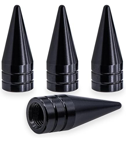 4-Pack Neo Chrome Long Spike Valve Stem Caps - Metal Threaded Tire Caps (TVC17)