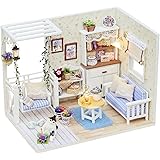 CUTEROOM DIY Doll Room Miniature Furniture House Kit with Dust Cover & LED Light and Accessories-Light Refreshment Restaurant
