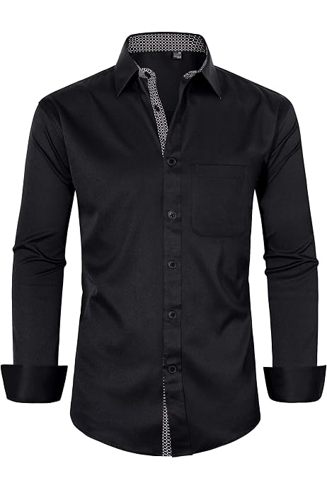 Mens Long Sleeve Printed Dress Shirts 