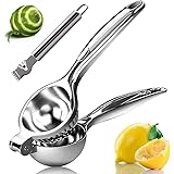 Monkkino Lemon Squeezer Juicer, Stainless Steel Handheld Lime Juicer, Manual Hand Citrus Press Bar Tool with Zester, 2 pcs