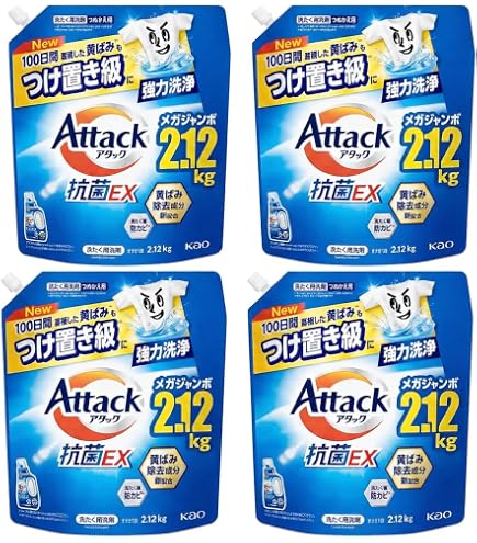 Amazon | 【まとめ買い】アタック 抗菌EX メガジャンボ 詰替え 2,120g