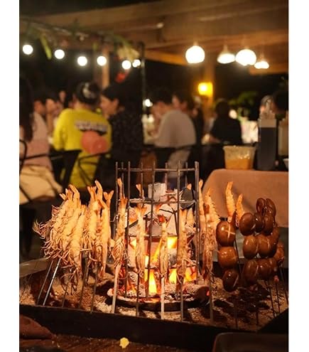 原始焼き　串焼き　yumi's　囲炉裏　4L　ろばた　炭金枠 Amazon.co.jp: 原始焼き串焼き魚焼きyumi's囲炉裏4Lろばた炭金枠五徳