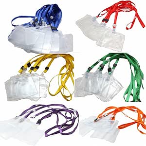 Amazon 大量 セット 首かけ 名札 ネック ストラップ クリップ 付き イベント 受付 記名 会議 パーティー C 赤 100枚 セット 固形のり 文房具 オフィス用品