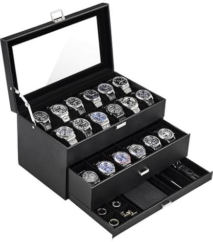 フォッシル Vanity Case WATCH BOX Black Fossil Vanity Case Watch Box, Men's Black, Black, Free Size