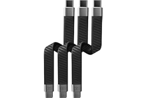 Ezo® Flex USB-C to USB-C 短いケーブル 13.5cm 平形 高速データ転送20Gbps 高速PD充電100W USBC - USBC Type-C to Type-C フラットケーブル Thunderbolt 3 / 4 対応