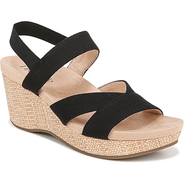 (取寄) ライフストライド レディース ストラップ ウェッジ サンダル LifeStride women LifeStride Danita Strappy Wedge Sandals Black Lifestride Women's Danita Strappy Wedge Sandal, Black, 6 Wide