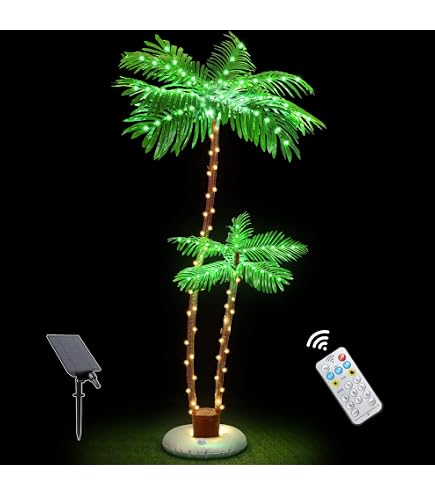 Amazon｜ソーラー人工ヤシの木 4.2フィート ヤシの木 110個のLED