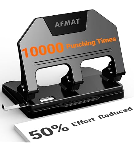 Bostitch EZ Squeeze Heavy Duty 3-Hole Punch – 40-Sheet Capacity, 50% Less Effort, Sleek Black